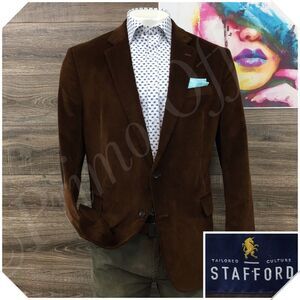 STAFFORD Mens‎ Corduroy Blazer Sport Coat Casual Jacket Size 48R Classic Suit
